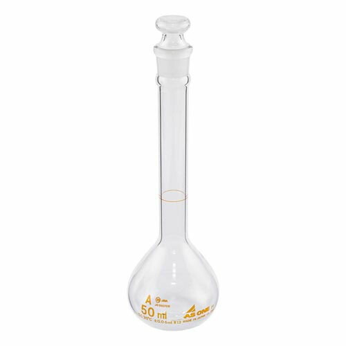メスフラスコ 白 50mL 英語版校正証明書付