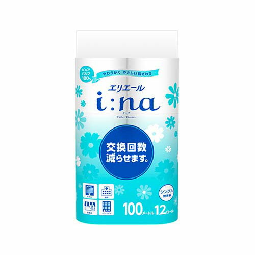 エリエール イーナ トイレットティシュー シングル 12ロール*6パック 無香料 100m i：na 21000440