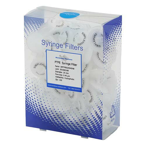 シリンジフィルター (疎水性) PTFE 直径25mm／直径0.45マイクロm PTFE025045 7,230円