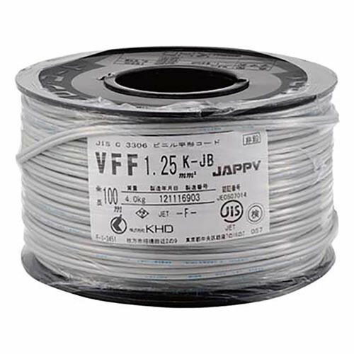 ビニル基平形吊りひも VFF 1.25粍灰 1巻 (100m入) VFF 1.25SQ 御機嫌 木管K JB