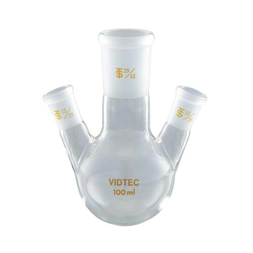 三ツ口フラスコ 100mL 中29／42 側15／25 1510-02-1