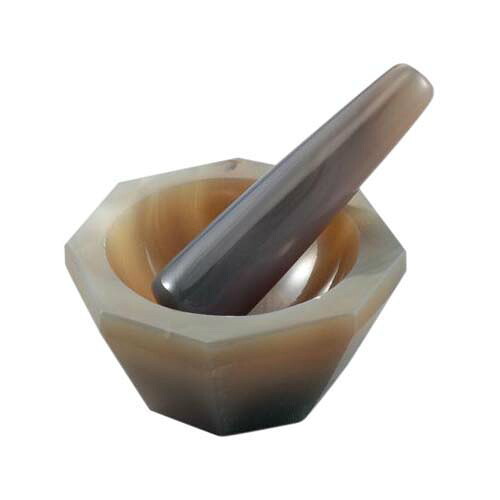 メノー乳鉢(深型) 直径80*直径100*32mm 乳棒付き(メノウ乳鉢)