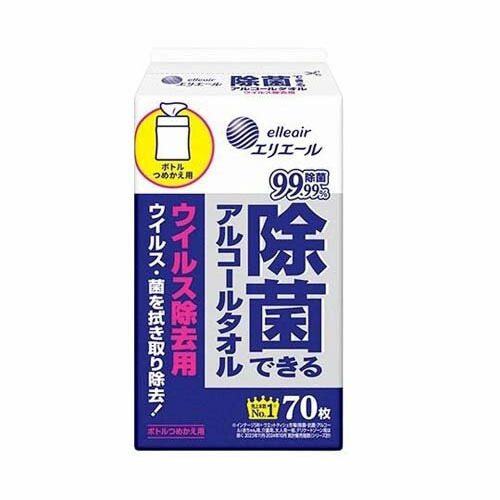 エリエール 除菌できるアルコールタオルウイルス除去用 つめかえ用 70枚*24パック入 21001606 6,584円