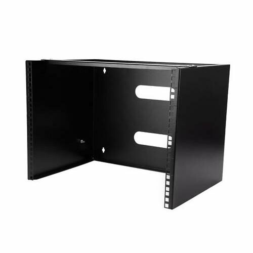 8U ウォールマウントブラケット／奥行35cm 浅型サーバーラック／19インチ型対応パッチパネルラック／IT＆ネットワーク機器用壁掛けブラケット／耐荷重36kg／ブラック WALLMOUNT8