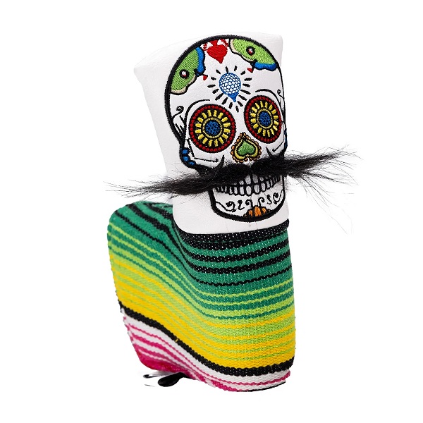 Pins & Aces Mustache Sugar Skull - Putter Cover ピン & エース マスターシュ シュガー スカル パター ヘッドカバー|プロラインGolf