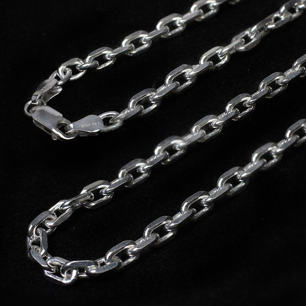 高品質!シルバー925ネックレスチェーン あずき4面カット 幅約3.2mm(線径1.0mm) 40cm・45cm・50cm・60cm/メッキ/コーティング/シルバー/チェーン/鎖/銀/小豆/SV925/ゴールド/ピンクゴールド/ブラック|HAPPY STATION