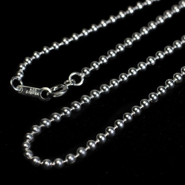 高品質!シルバー925ネックレスチェーン ボール 線径2.5mm 40cm・45cm・50cm・60cm/メッキ/コーティング/シルバー/チェーン/鎖/銀/小豆/SV925/ゴールド/ピンクゴールド/ブラック|HAPPY STATION