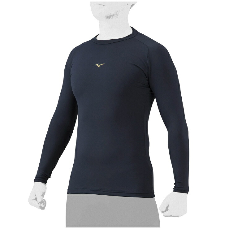 mizuno（ミズノ)　ミズノプロ　コンプレッションアンダーシャツ（ローネック・長袖）　（14）ネイビー　12JAAC8114　[野球/アンダーシャツ]