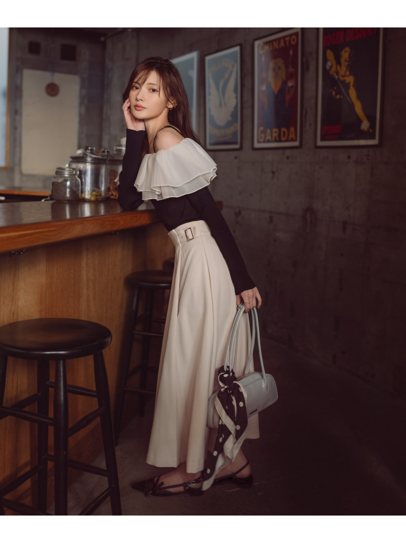 サイドベルトフレアスカート 26SS PROPORTION BODY DRESSING プロポーションボディドレッシング スカート その他のスカート ベージュ ネイビー ブルー【送料無料】[ Fashion] 8,242円