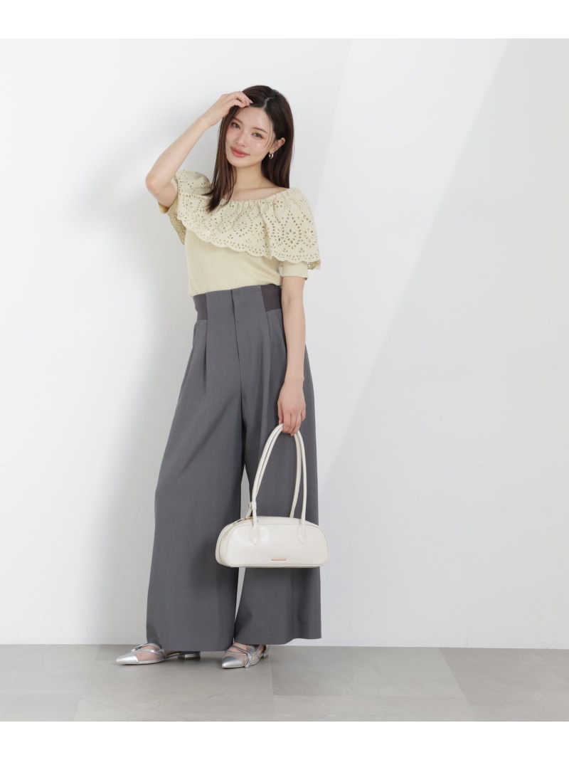 ウエストリブワイドパンツ 26SS PROPORTION BODY DRESSING プロポーションボディドレッシング パンツ その他のパンツ グレー ピンク【送料無料】[ Fashion]