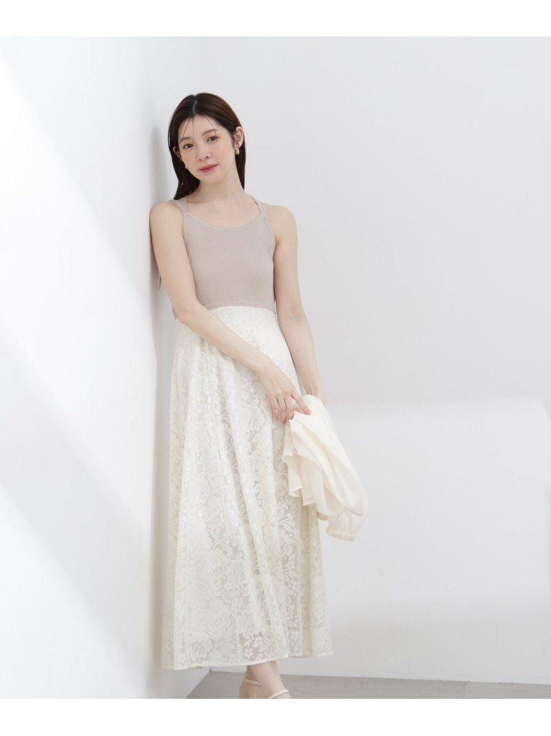 【SALE／20%OFF】ニットドッキングレースワンピース 26SS PROPORTION BODY DRESSING プロポーションボディドレッシング ワンピース・ドレス ワンピース ブラウン ベージュ【RBA_E】【送料無料】[ Fashion]｜PROPORTION BODY DRESSING