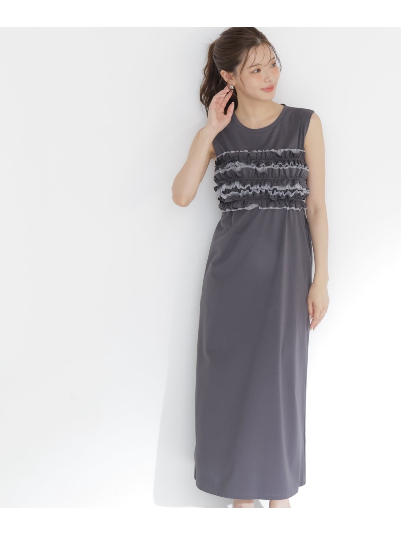 ＜a/mie＞フリルベア付きカットワンピース PROPORTION BODY DRESSING プロポーションボディドレッシング ワンピース・ドレス ワンピース ブラック グレー イエロー【送料無料】[ Fashion]｜PROPORTION BODY DRESSING
