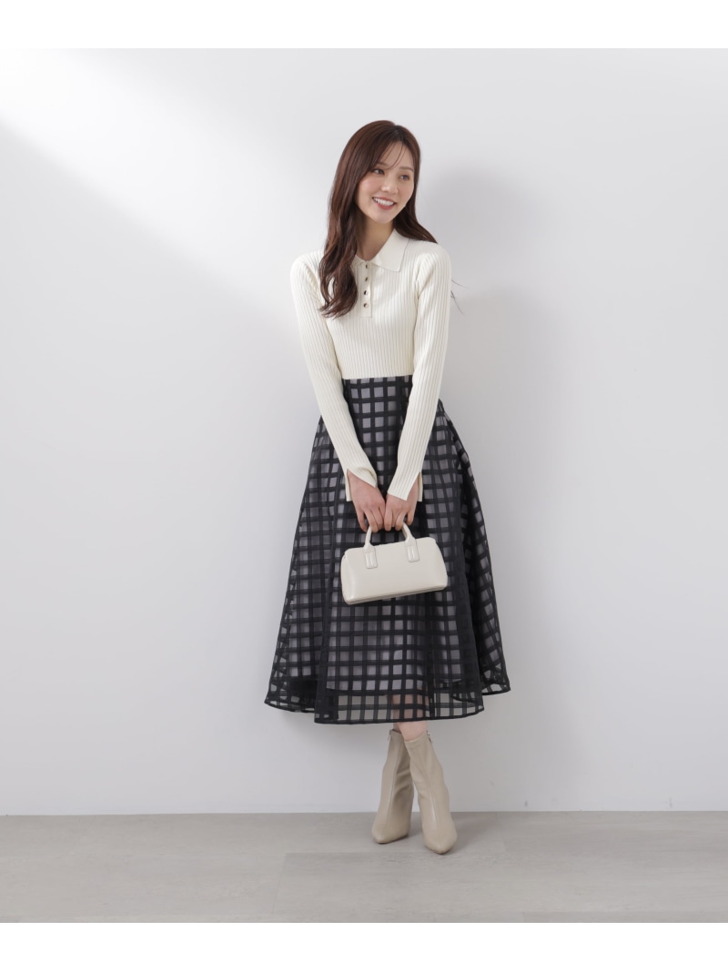 ポロカラーニットワンピース 26SS PROPORTION BODY DRESSING プロポーションボディドレッシング ワンピース・ドレス ワンピース ブラック ブルー【送料無料】[ Fashion]
