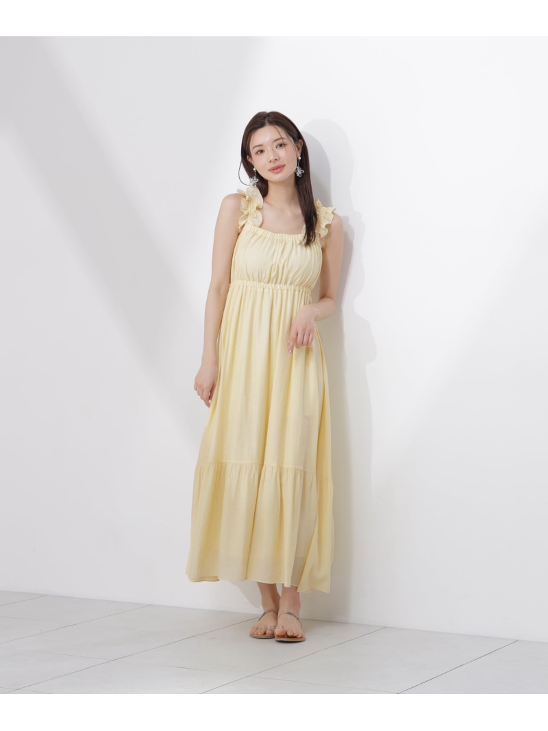 ＜EDIT COLOGNE＞フリルショルダーティアードワンピース PROPORTION BODY DRESSING プロポーションボディドレッシング ワンピース・ドレス ワンピース ブラック イエロー【送料無料】[ Fashion]｜PROPORTION BODY DRESSING
