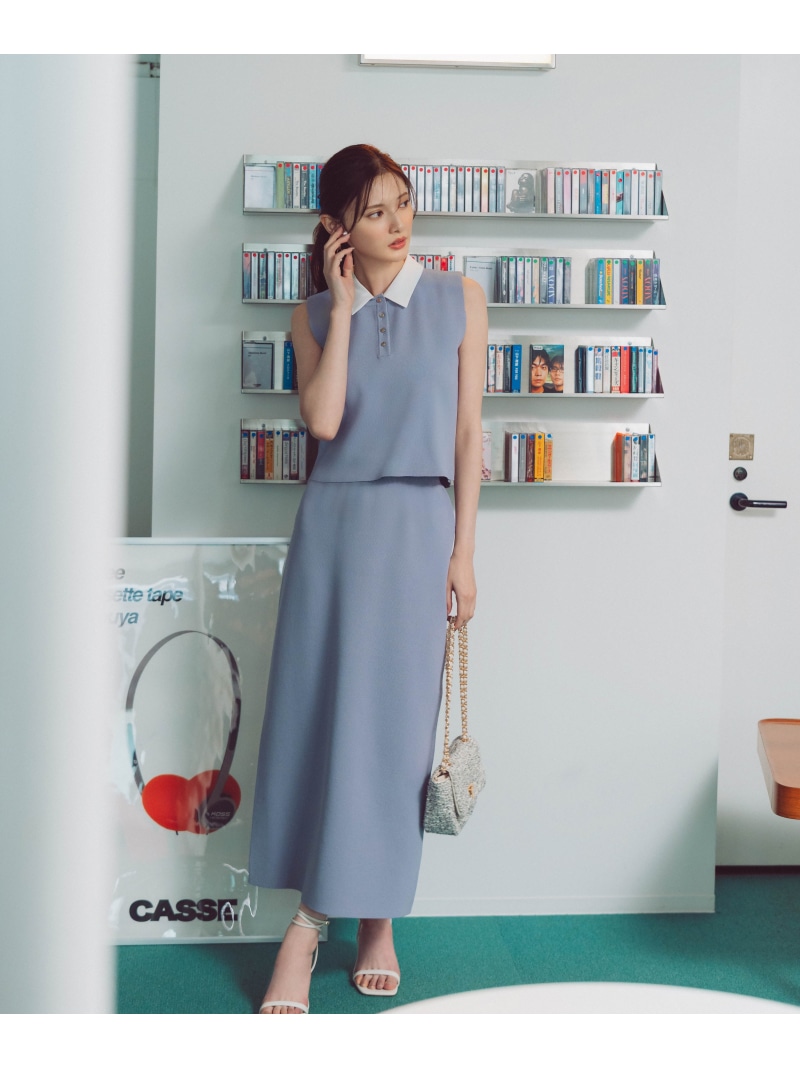 【SALE／30%OFF】＜青島心さん着用＞衿ドッキングニットセットアップ PROPORTION BODY DRESSING プロポーションボディドレッシング ワンピース・ドレス ワンピース ネイビー グレー グリーン【RBA_E】【送料無料】[ Fashion]｜PROPORTION BODY DRESSING