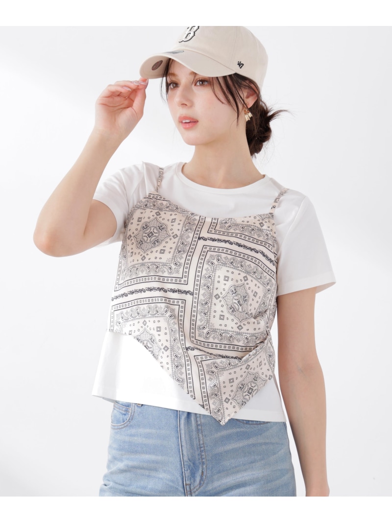 《EDIT COLOGNE》ビスチェ付きカットソー 26SS PROPORTION BODY DRESSING プロポーションボディドレッシング トップス カットソー・Tシャツ グリーン ベージュ【送料無料】[ Fashion]