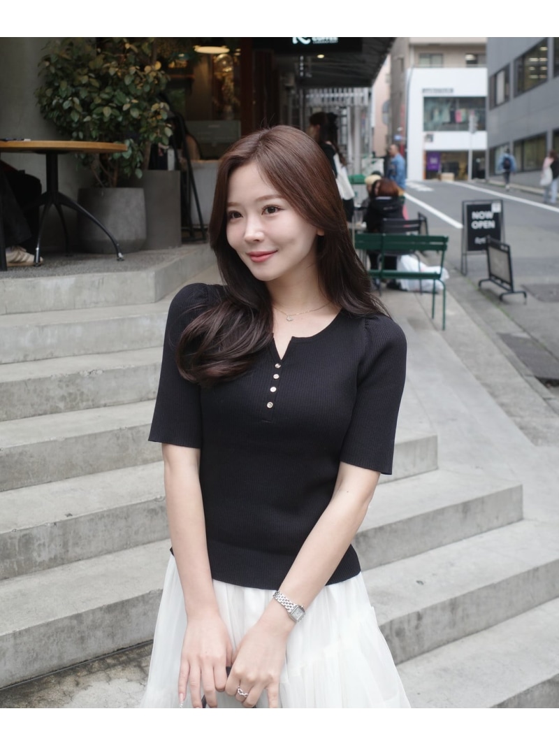 ヘンリーネックニット 26SS PROPORTION BODY DRESSING プロポーションボディドレッシング トップス ニット レッド ベージュ グレー ブラック【送料無料】[ Fashion]