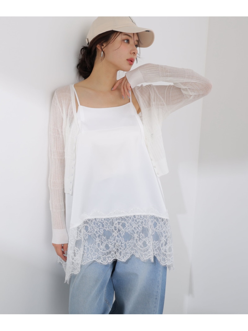 ＜a/mie＞ヘムレースキャミソール 26SS PROPORTION BODY DRESSING プロポーションボディドレッシング トップス シャツ・ブラウス ブラック ホワイト【先行予約】*【送料無料】[ Fashion]