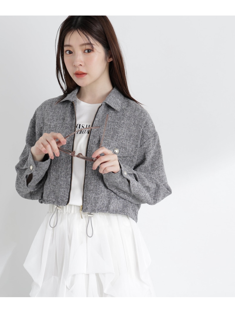 スプリングツイードブルゾン 26SS PROPORTION BODY DRESSING プロポーションボディドレッシング ジャケット・アウター ブルゾン・ジャンパー ブルー ホワイト ブラック【送料無料】[ Fashion]