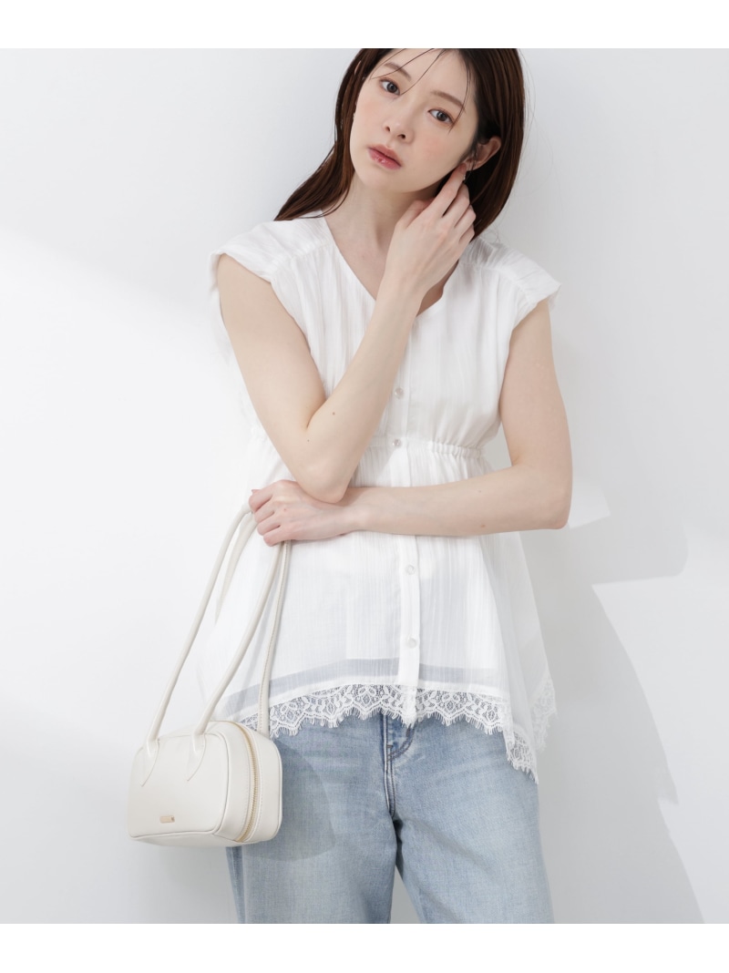 レーストリミングヘムブラウス 26SS PROPORTION BODY DRESSING プロポーションボディドレッシング トップス シャツ・ブラウス ピンク イエロー ベージュ【先行予約】*【送料無料】[ Fashion]