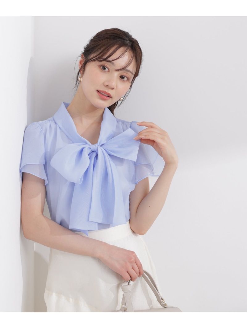 チューリップ袖リボンブラウス 26SS PROPORTION BODY DRESSING プロポーションボディドレッシング トップス シャツ・ブラウス ホワイト ブルー【先行予約】*【送料無料】[ Fashion] 6,749円
