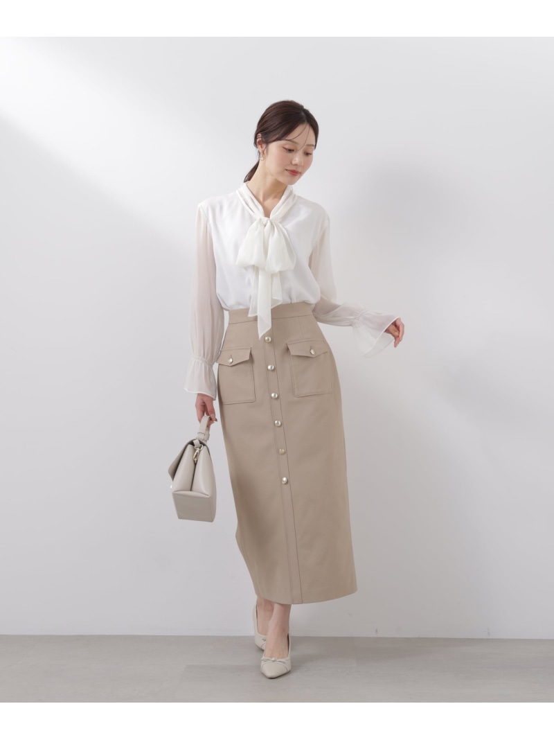 フロント釦ナロースカート 26SS PROPORTION BODY DRESSING プロポーションボディドレッシング スカート その他のスカート ベージュ ブラック【送料無料】[ Fashion]