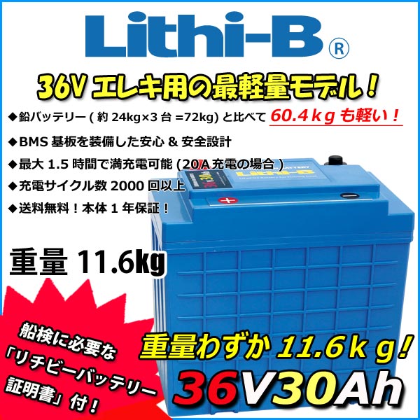 流行に 感謝価格 リチビー Lithi-B リチウムバッテリー 36V30Ah