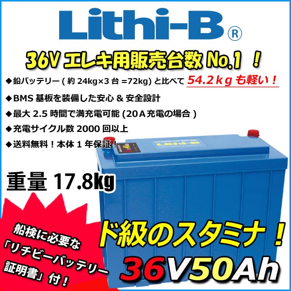 【楽天市場】リチビー(Lithi-B) リチウムバッテリー 36V40Ah LiFePO4 (リン酸鉄リチウムイオンバッテリー) 【送料無料】 :  プロショップケイズ楽天市場店