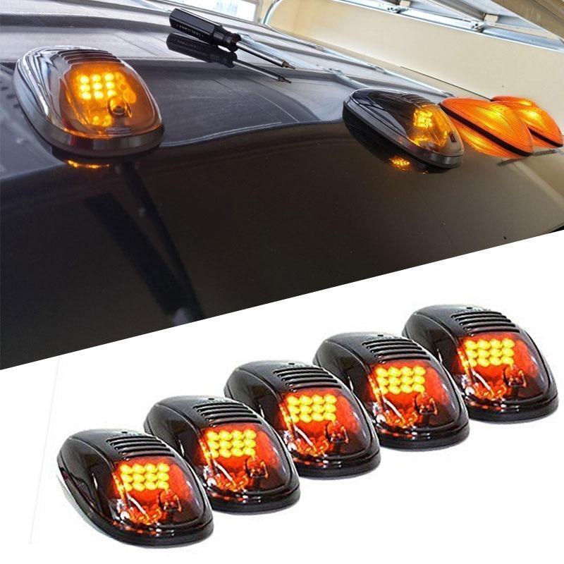 ルーフライト 5個 12 led カー cab ルーフ マーカー トラック suv dc 12v 黒 スモークレンズ クリアランス マーカー 屋根 ランプ ライト