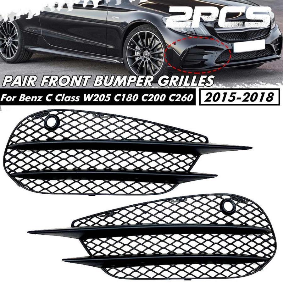 メルセデス ベンツ Cクラス W205 C180 C200 C260 2015-2018 AMG フロント フォグライト カバー バンパー グリルグリッド 外装 カスタム