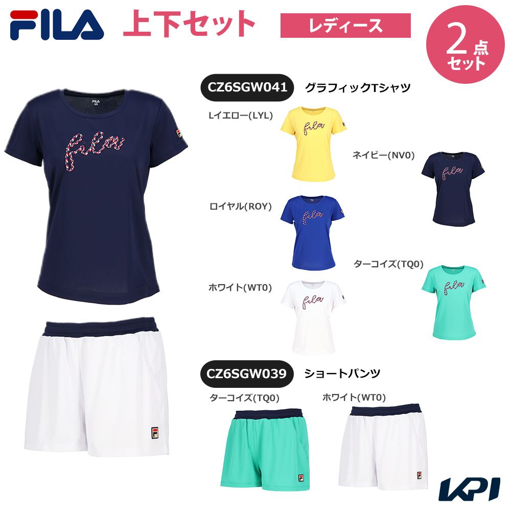 【上下仕掛ける】フィラ FILA 庭球お召しもの レディース グラフィックティーシャツ×遊撃手ズボン下 CZ6SGW041-CZ6SGW039-2 2026SS「西洋手ぬぐい排他的権利客体」 その他-レディースウェア