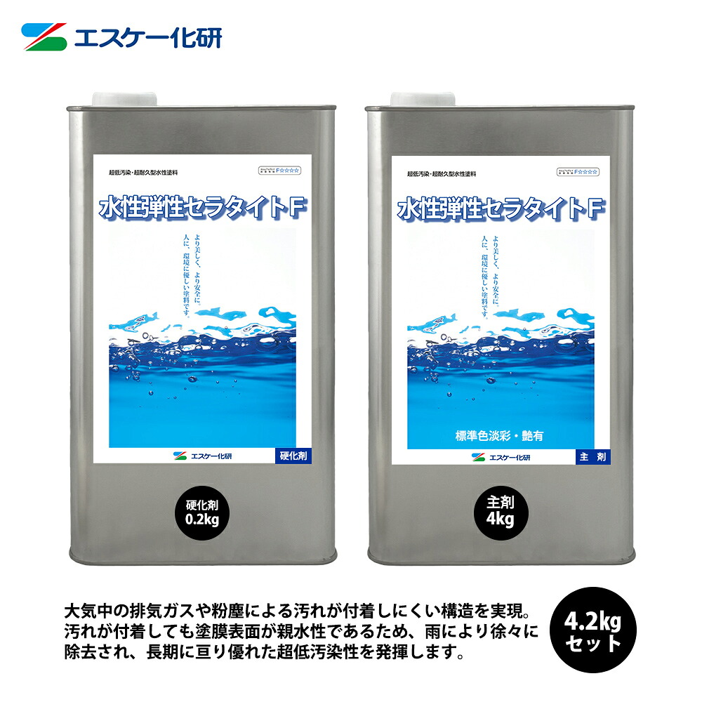 送料無料!水性弾性セラタイトF 艶有 白/淡彩色 4.2kgセット エスケー化研 外装用 塗料