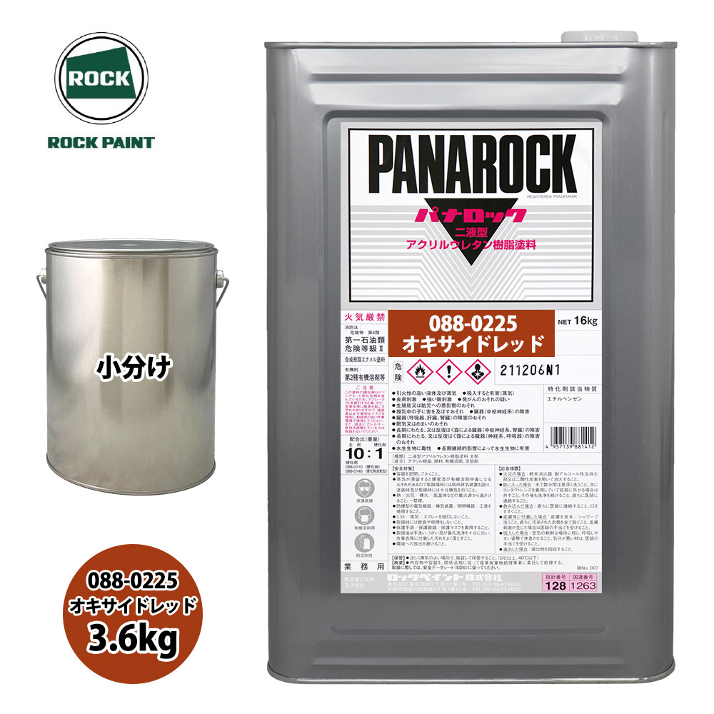 ロック パナロック 088-0225 オキサイドレッド 原色 3.6kg/小分け ロックペイント 塗料|PROST プロフェッショナルストア
