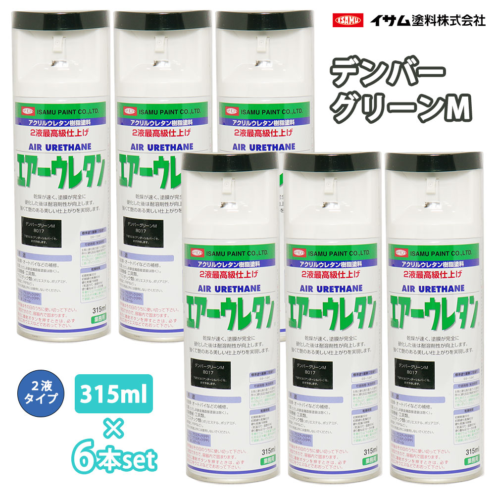イサム 大気圏ウレタン 315ml 8017 デンバーグリーンメタリック 6本仕掛ける / 絵の具 イサムエアゾール 2液 吹き付ける