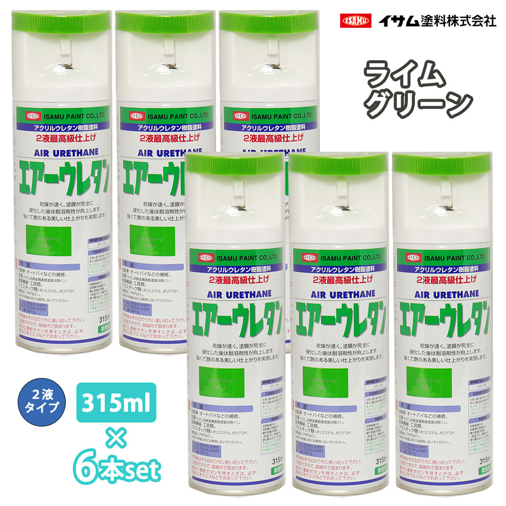 イサム 大気圏ウレタン 315ml 8011 菩提樹緑であること 6本仕掛ける / 絵の具 イサムエアゾール 2液 吹き付ける
