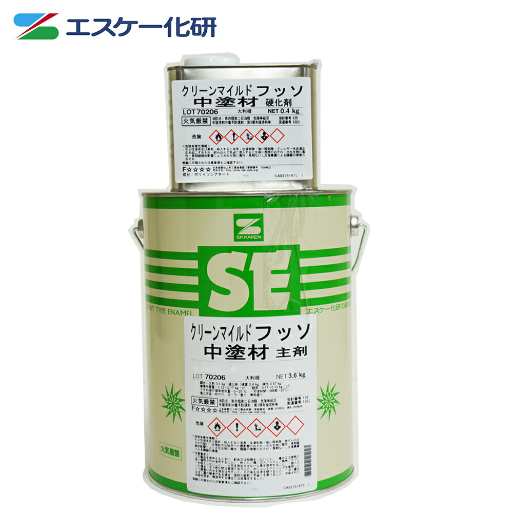 貨物輸送無料！クリーンマイルドフッソ中塗材 4kg仕掛ける 白/パステル色 エスケー化研  外壁 絵の具