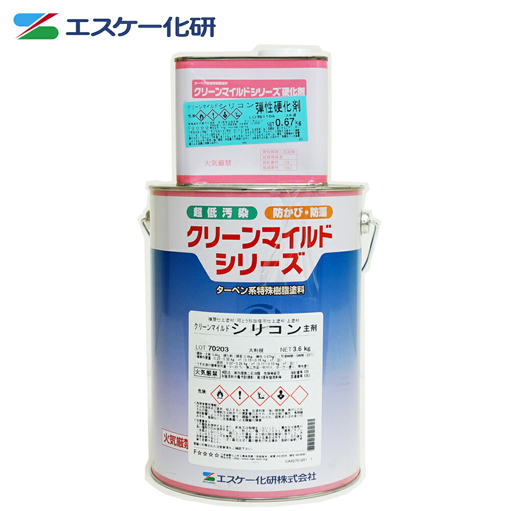 貨物輸送無料！弾力性クリーンマイルドシリコン 5分艶 4.27kg書き割り 濃ペンキ塗り エスケー化研  外壁 えの具
