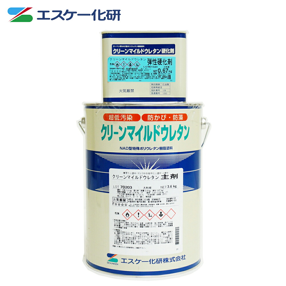 送料無料!弾性クリーンマイルドウレタン 4.27kgセット 白/淡彩色 エスケー化研 外壁 塗料|PROST プロフェッショナルストア