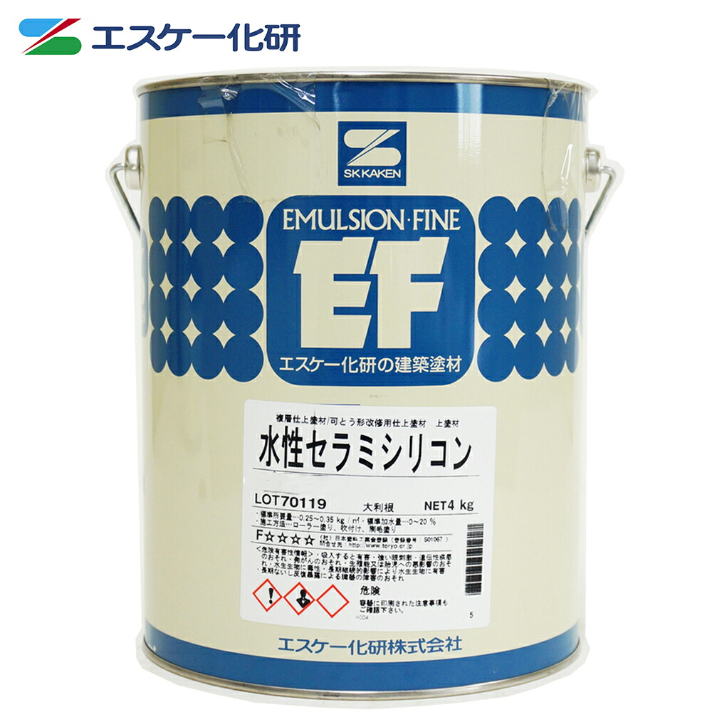 水性セラミシリコン 3分艶 4kg 白 淡彩色 エスケー化研 外壁用塗料|PROST プロフェッショナルストア