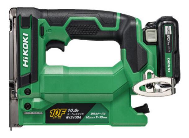 【当日送りとどける・店卸し資産あり・フルセット】HiKOKI(ハイコーキ)10.8Vコードレスタッカ N1210DA（LS）ステープル幅10粍 リチウムイオン独居室（BSL1240M）ｘ1個手っとり早い申し受ける器（UC12SL）・取り合わせ容れもの付
