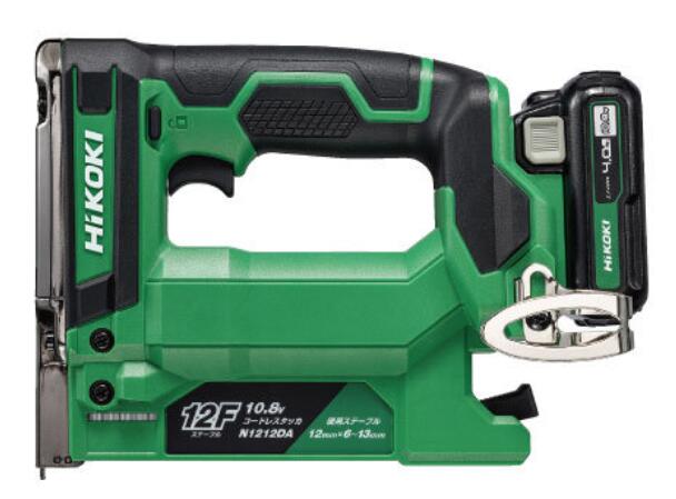 【当日送りとどける・店卸し資産あり・フルセット】HiKOKI(ハイコーキ)10.8Vコードレスタッカ N1212DA（LS）ステープル幅12粍 リチウムイオン独居室（BSL1240M）ｘ1個手っとり早い申し受ける器（UC12SL）・取り合わせ容れもの付