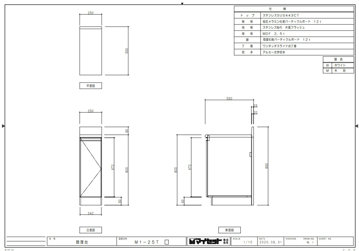 マイセットm1 調理台間口25cm高さ80cm奥行55cmm1 25t Rvcconst Com