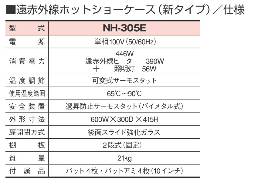 毎日続々入荷 ニッセイ 電気ホットショーケース NH-305E 代引不可 ad