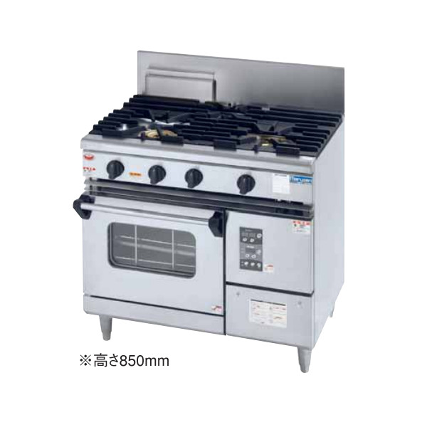 マルゼン NEWパワークック ガスレンジ(コンベクションオーブン搭載・親子バーナー搭載) RGR-J0963XD W900・D600・H850・B200mm