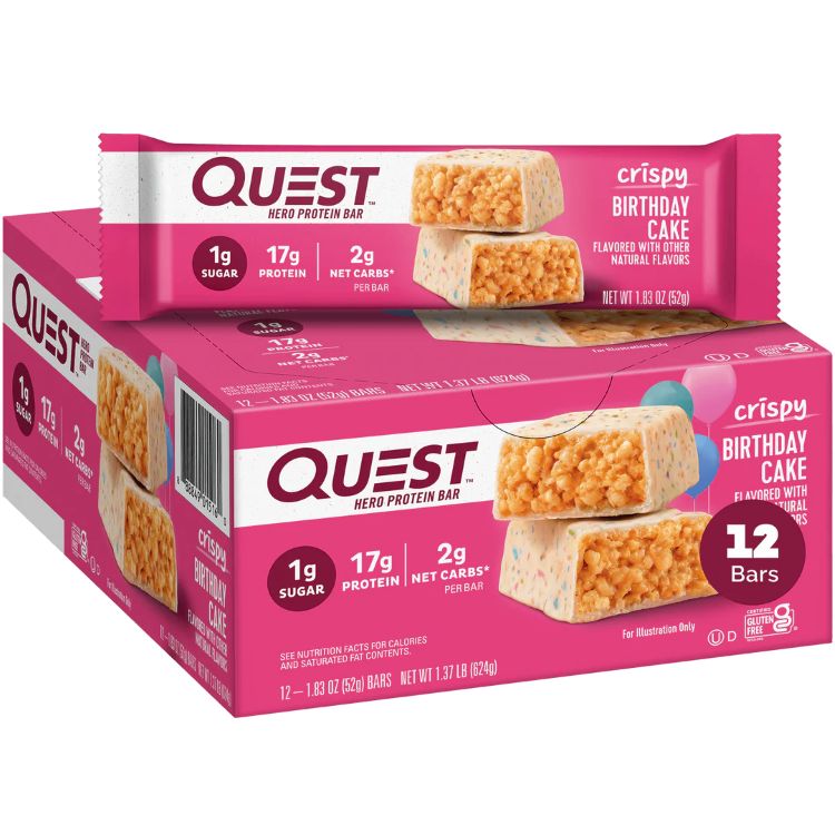 クエスト ヒーロープロテインバー バースデーケーキクリスピー Bar: Quest Hero: Birthday Cake (12pk) 【お取り寄せ商品】【合わせて買いたい】