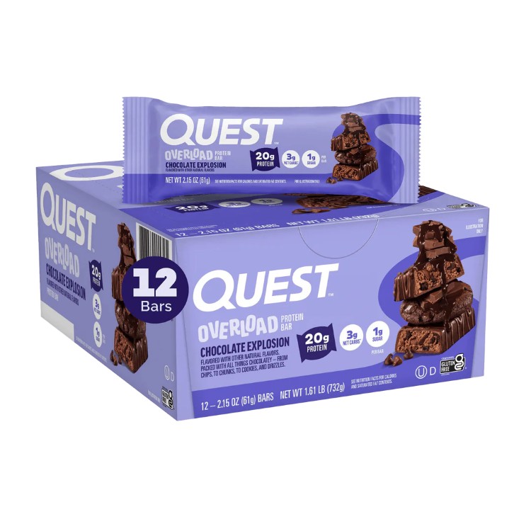 クエスト オーバーロード プロテインバー チョコレートエクスプロージョン味 12本入り Bar: Quest Overload: Chocolate Explosion (12pk) 【お取り寄せ商品】【合わせて買いたい】
