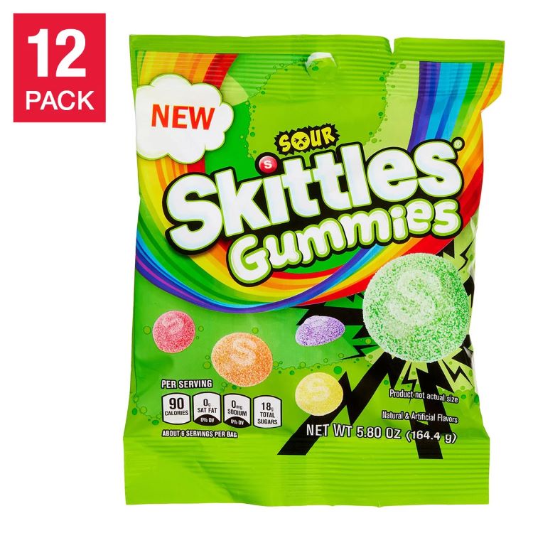 【アメリカコストコ品】スキットルズ グミ サワー 約164g ペグバッグ 12 個入り Skittles Gummies, Sour, 5.8 oz Peg Bag, 12-count【お取り寄せ商品】【合わせて買いたい】