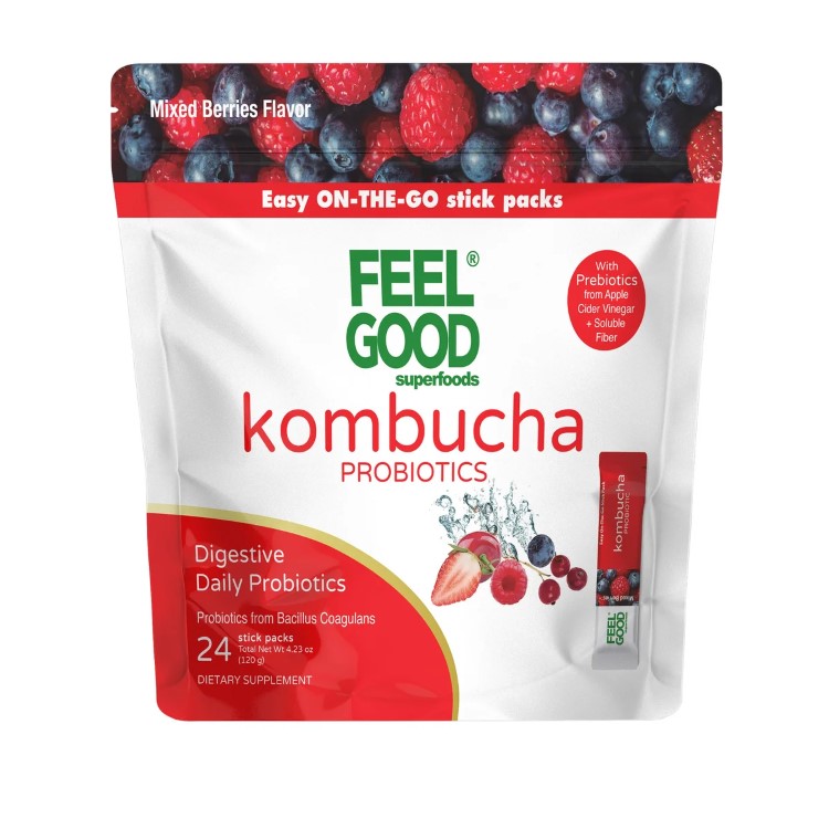 【アメリカコストコ品】フィールグッド コンブチャ、スティックパック 24 本 ベリー FeelGood Kombucha, 24 Stick Packs Berry【お取り寄せ商品】【合わせて買いたい】