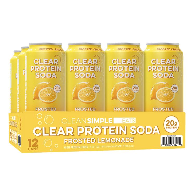 クリーン シンプル イーツ クリアプロテインソーダ フロステッドレモネード 約473mL 12本入り 20gプロテイン Clean Simple Eats 20g Clear Protein Soda, Frosted Lemonade, 16 fl oz, 12-pack 【お取り寄せ商品】|プロテインUSA
