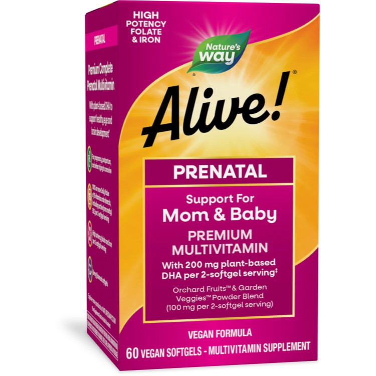 ネイチャーズウェイ アライブ プレミアム プレナタル マルチビタミン 60ソフトジェル Alive! Premium Prenatal Multivitamin / 60 softgels 【お取り寄せ商品】【合わせて買いたい】